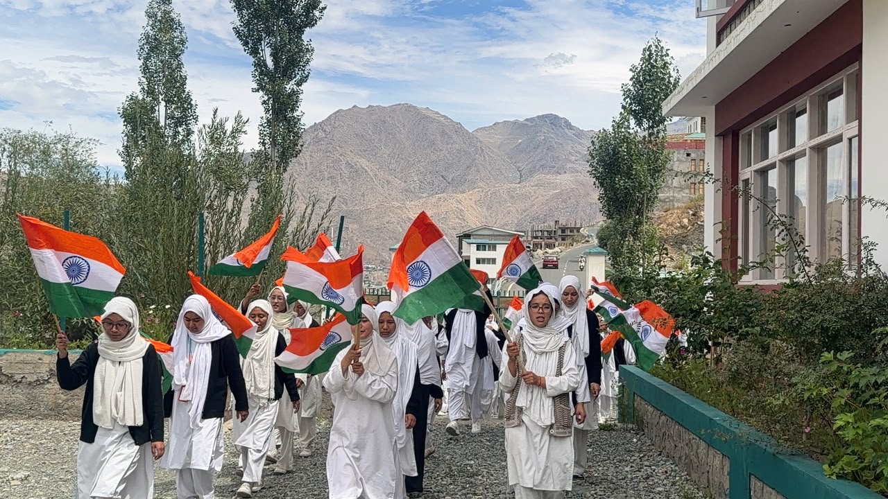 Har Ghar Tiranga Students Rally March across Sanjeevni Campus Kargil