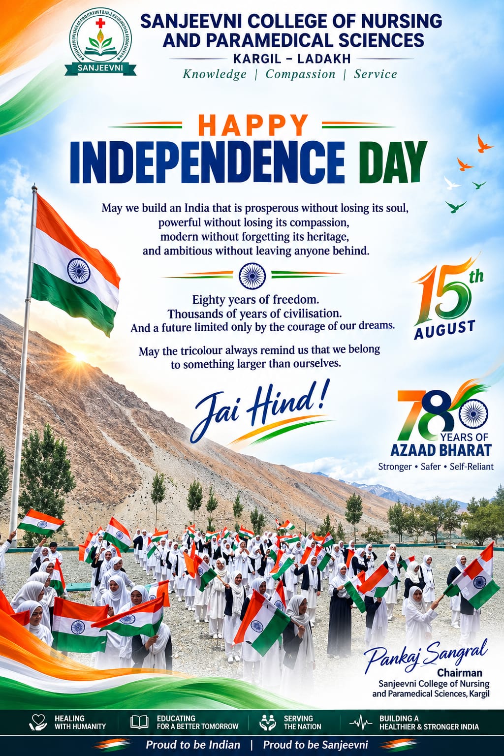 78th Independence Day 2026 Celebration Poster - Chairman Mr. Pankaj Sangral